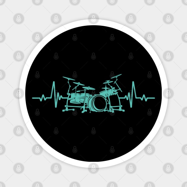 Drum Player Heartbeat Shirt Music Lover Drummer Vintage Drum Magnet by Sowrav